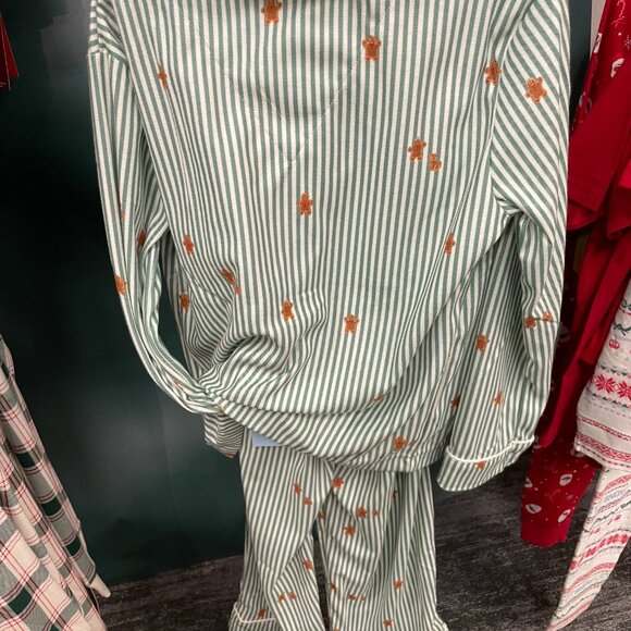 Kids' Gingerbread Striped Long Sleeve Shirt and Pants PJ Set - Size: Youth Large - Picture 4 of 5
